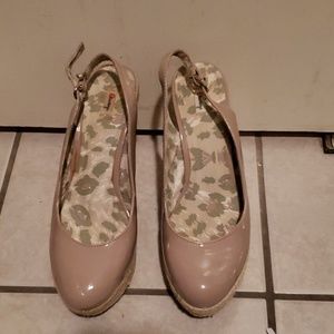 Nude espadrille wedges